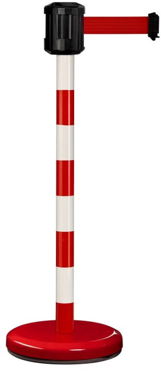 Buiten afzetpaal met rode band – Standaard verzwaarde voet – 2 m